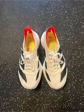 adidas Adizero Adios Pro Running Shoe — White with Black & Coral Accent